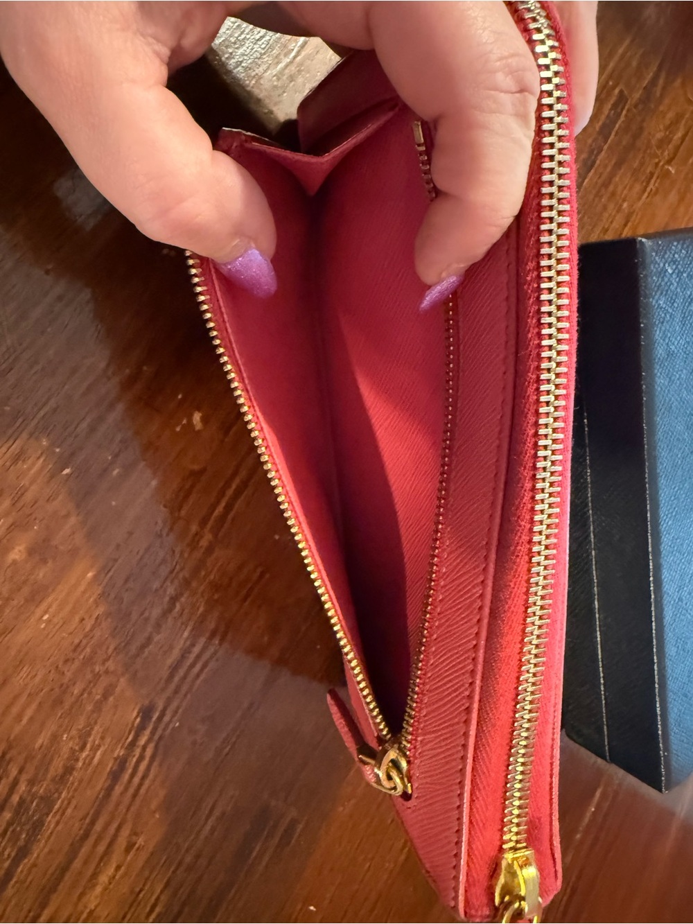Prada Zip-Around Wallet in Vibrant Pink with Gold Hardware - Picture 6 of 12
